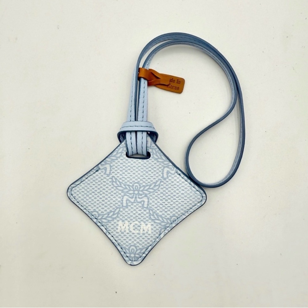 MCM Light Blue Diamond Luggage Tag